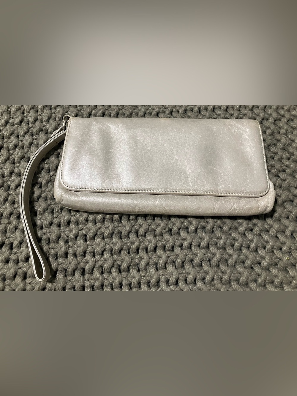 HOBO Lauren silver leather wristlet wallet